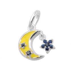pendant moon and flower silver 925