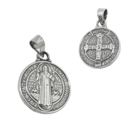 pendant, religius medal oxid silver 925