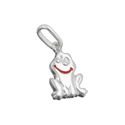 pendant, smiling frog, silver 925