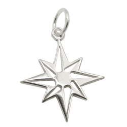 pendant star compass windrose silver 925