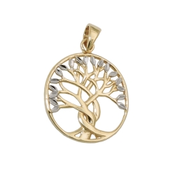 pendant, tree of life, bicolor, 9K GOLD