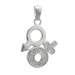 pendant, venus/ mars symbol, silver 925