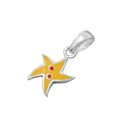 pendant, yellow star, silver 925