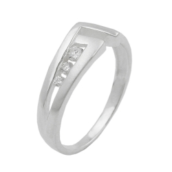 Ring, 7 mm, 3x zirconia, silver 925 