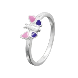 ring, butterfly pink/ purple, silver 925