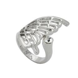 ring butterfly wing glass crystal rhodium plated
