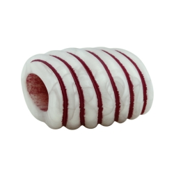 scarf bead, 35mm, spiral, wax-white red