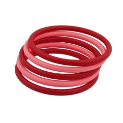 set of 5 bangles plastic 2x red and 3x rose