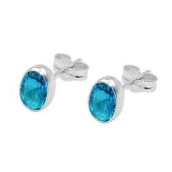 stud earring, blue, silver 925