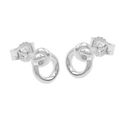 stud earring, small circle, silver 925