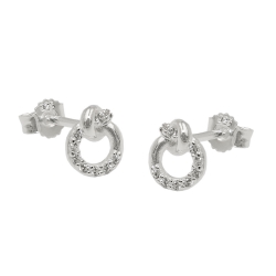 stud earring, with zirconia, silver 925