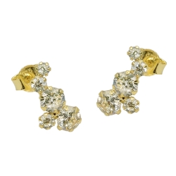 stud earrings 12x6mm bow each 5 zirconias 9k gold