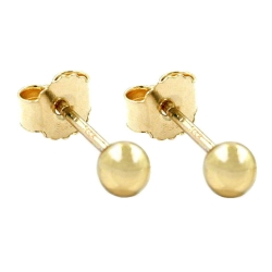 stud earrings 3mm ball hollow inside 9k gold