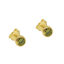 stud earrings 4.5mm cubic zirconia olive green 9k gold