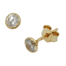 stud earrings 4mm cubic zirconia set 9k gold