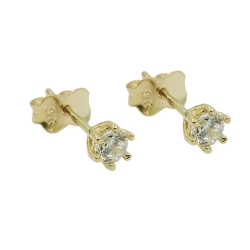 stud earrings 4mm white cubic zirconia 9k gold