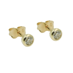 stud earrings 4mm white cubic zirconia round 9k gold
