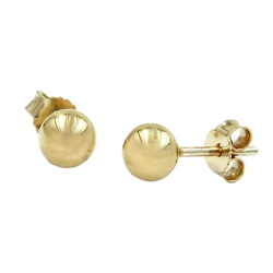 Stud earrings 5mm ball hollow inside 9K GOLD
