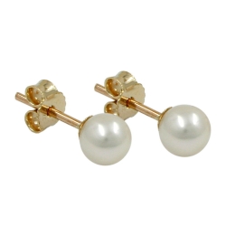stud earrings  5mm freshwater cultured pearl round 9k gold