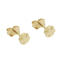stud earrings 5mm shamrock cloverleaf shiny 9k gold