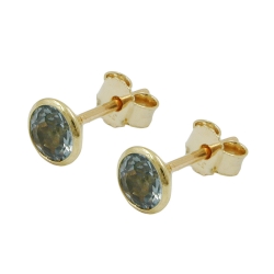 stud earrings 5mm synthetic aquamarine 9k gold