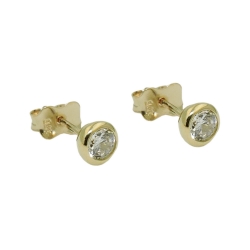 stud earrings 5mm white cubic zirconia round 9k gold