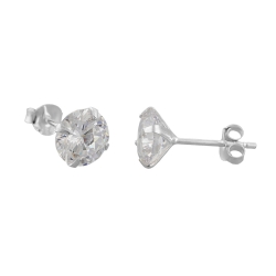 stud earrings 6mm zirconia silver 925