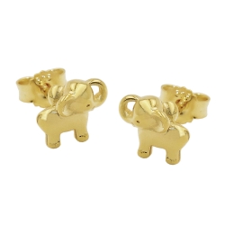 stud earrings 6x7mm small elephant shiny 9k gold