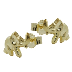 stud earrings 7x10mm elephant shiny 9k gold