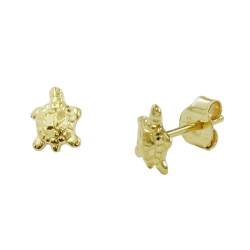 stud earrings 7x5,5mm turtle shiny diamond cut 9k gold