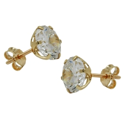 stud earrings 8mm zirconia 9k gold