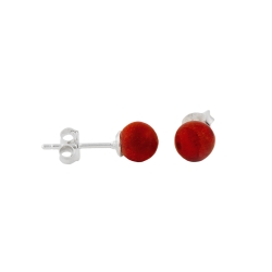 stud earrings, Coral stone, silver 925