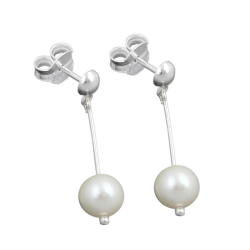 stud earrings, freshwater pearls, silver 925
