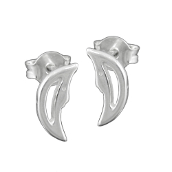 stud earrings, moon with face, silver 925