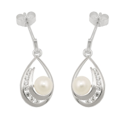stud earrings pearl zirconia silver 925
