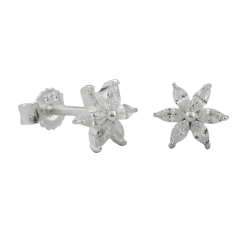 stud earrings star zirconia, silver 925