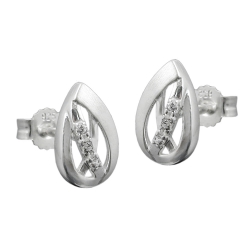 Stud Earrings, Zirconia, Silver 925