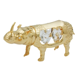 thinoceros with crystal elements gold plated