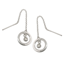 thread earrings ring+zirconia silver 925