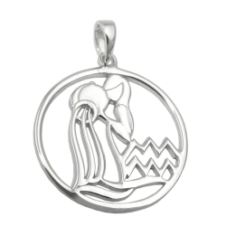 zodiac pendant, aquarius, silver 925