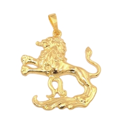 zodiac pendant, lion, gold plated