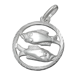 zodiac pendant, pisces, silver 925