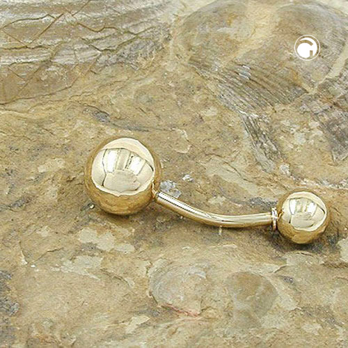 belly button piercing banana 21x7mm large ball and sphere shiny 14k gold