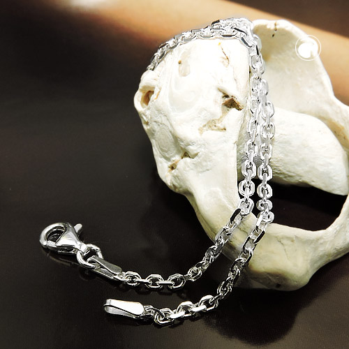 bracelet 2mm anchor chain 8x diamond cut silver 925 19cm