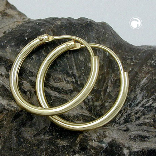 hoop earrings 15mm, 9k gold