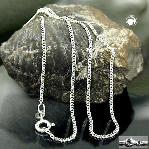 necklace 1.4mm flat curb chain 2x diamond cut silver 925 40cm