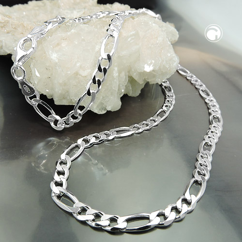 necklace 4.8mm flat figaro chain silver 925 50cm