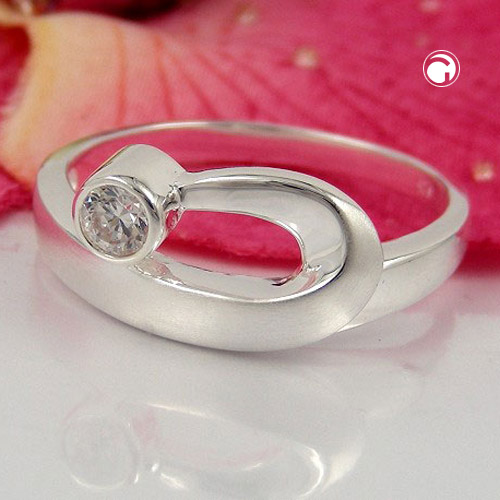 ring, 9mm, zirconia crystal, silver 925