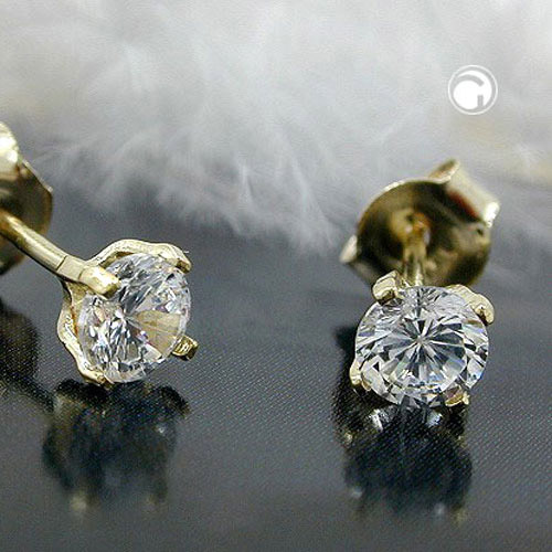 stud earrings 4mm cubic zirconia 9k gold