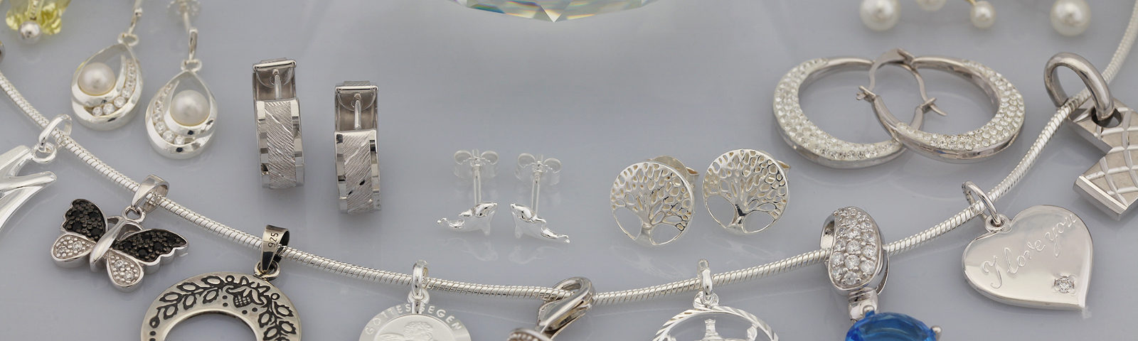 Various silver jewelry - pendants - earrings
